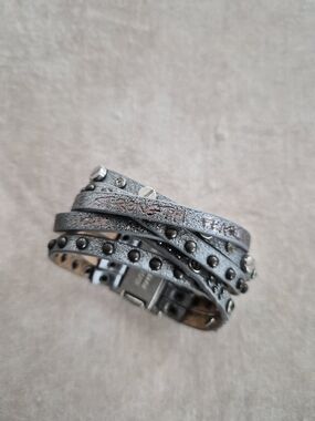 GoodWorks Make A Difference Metallic Gray Studded Multi-Strand Wrap Bracelet